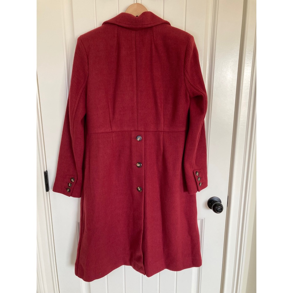 Cabi Sunday Coat 4672 Red Ribbed Textured Button Front Longline Jacket Womens M - Picture 6 of 12